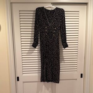 Topshop Black and White Polka Dot Long Sleeve Dress